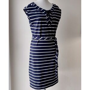 Tommy Hilfiger Striped Dress Small Navy White Nautical Coastal Beach Belt